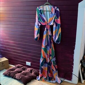 Peach Love California | Gemstone colors maxi gown, cutout back and sides, size S